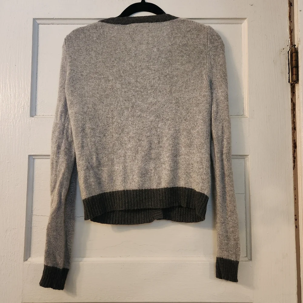 Ann Taylor LOFT Cardigan Sweater, Heathered Gray, Rabbit Hair Blend Sz Med EUC